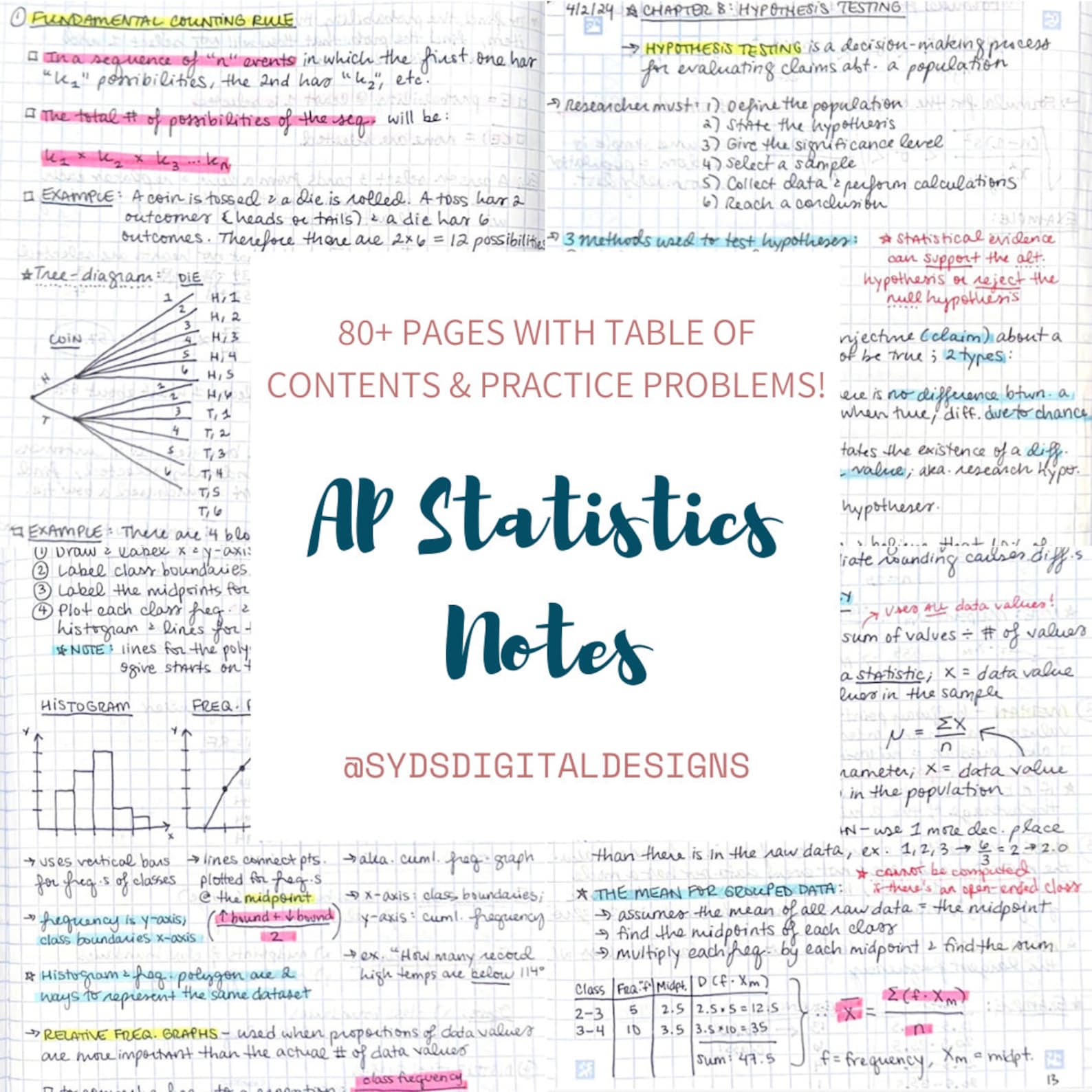 AP Statistics Notes (80 Pages) - Etsy