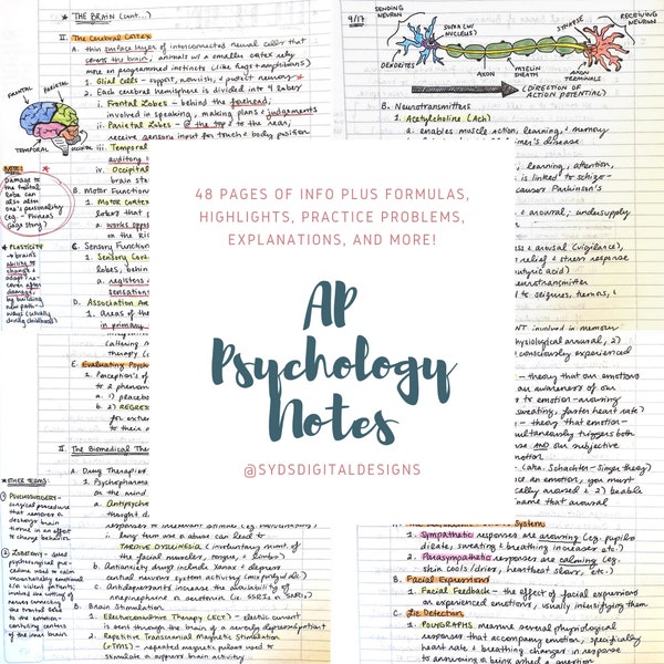 AP Psychology Notes met tekeningen (48 pagina's)