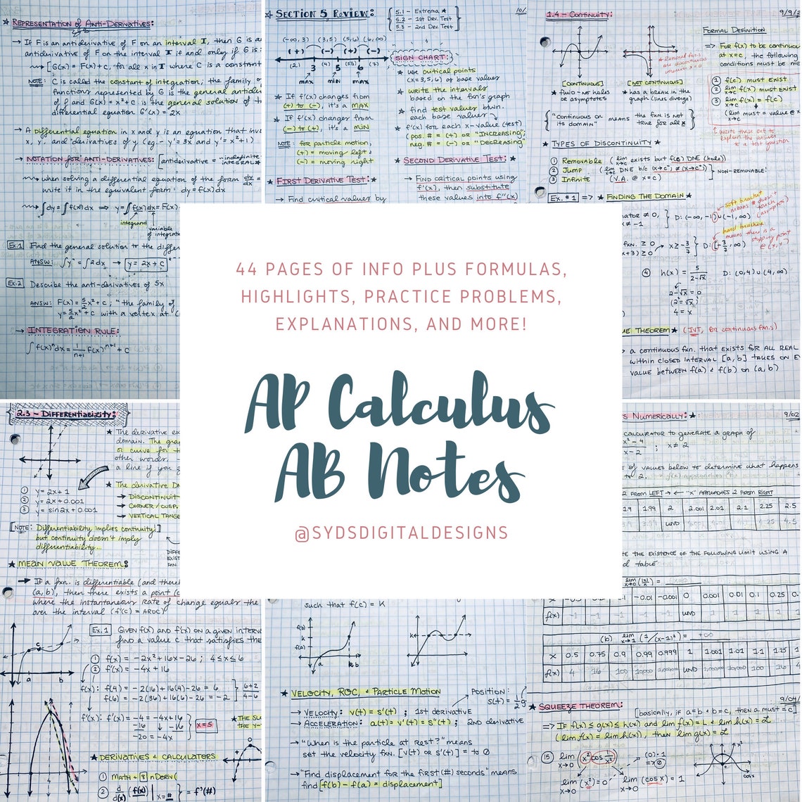 Math Notes Ap AP Calculus AB Notes - Etsy