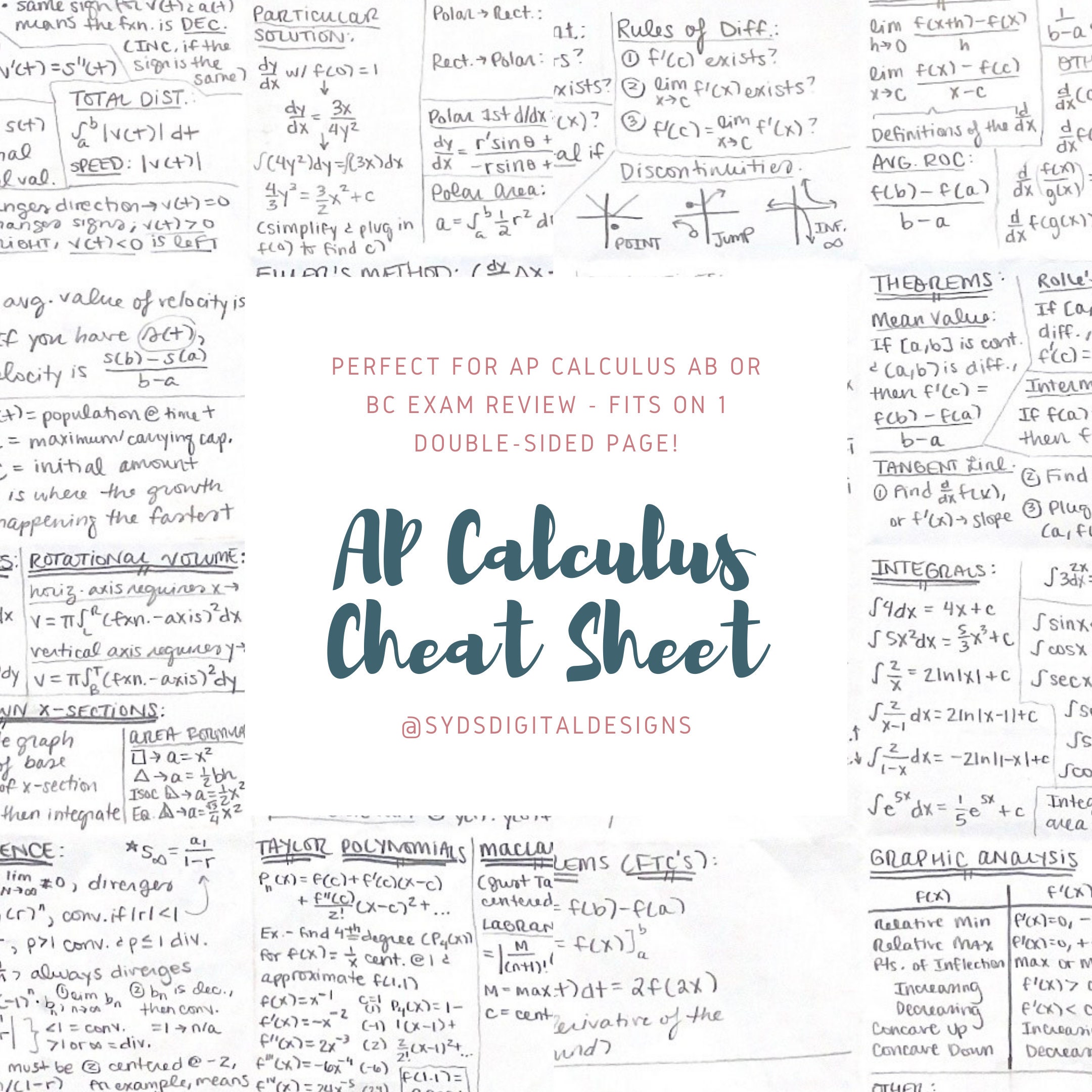 AP Calculus AB BC Reference Sheet Etsy AP Calculus AB BC Reference Sheet Etsy