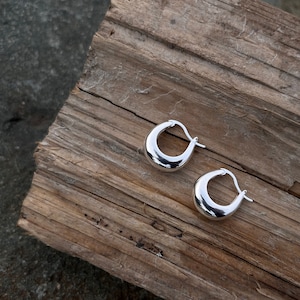 925 Sterling Silver | Thick Hoop Earrings |  Silver Chunky Jewellery | Silver Huggie Earrings | Minimalist Earrings | Silver Chunky Earrings