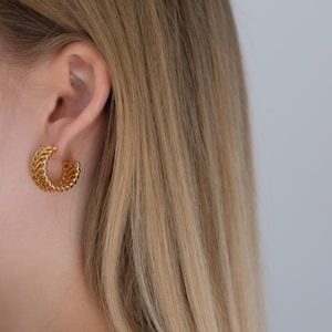 18K Gold Plated Braided Earrings | Plaited Earrings |  Chunky Hoop Earrings | Minimalistic Earrings| Chunky Chain Earrings