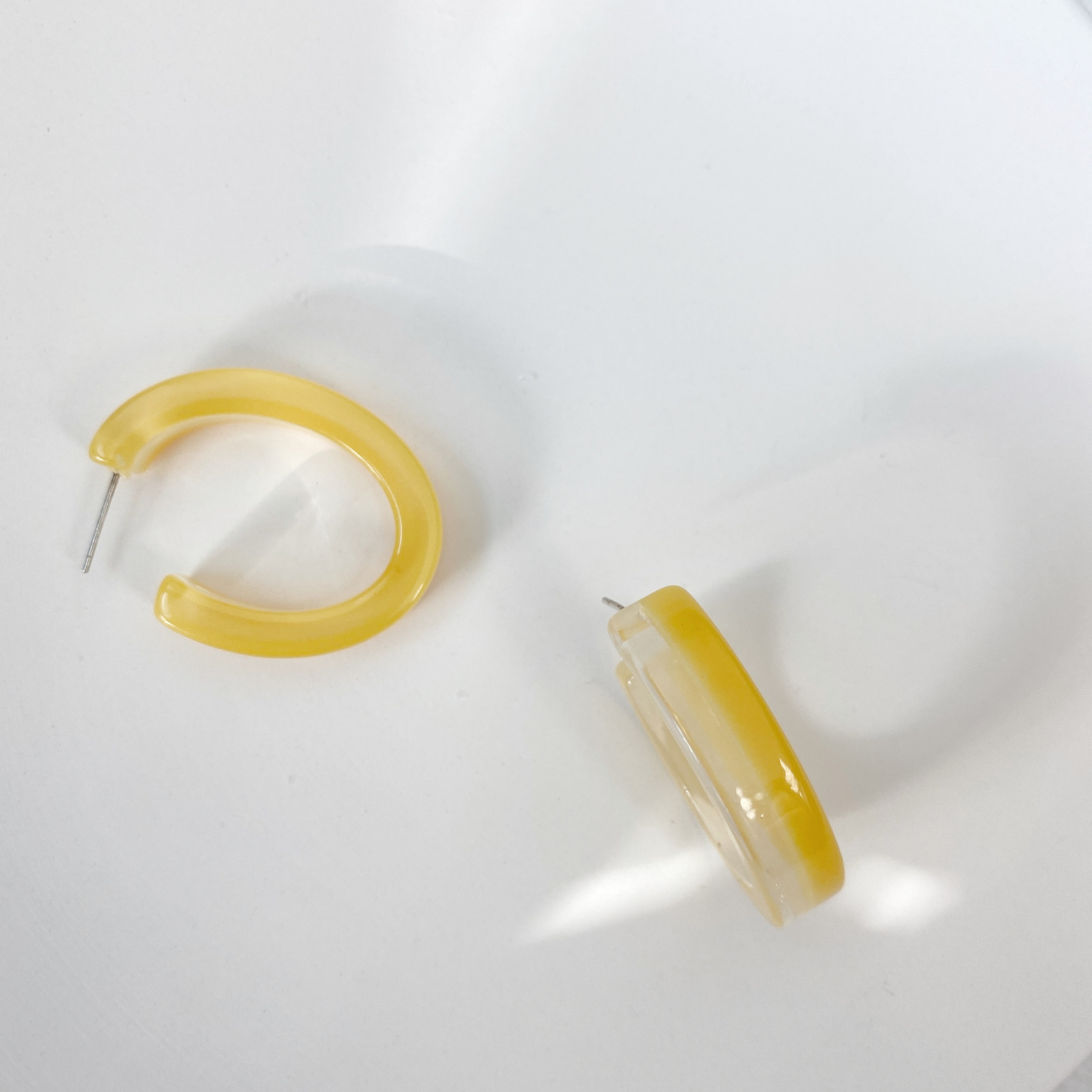 Yellow Transparent Hoop Earrings Cute Hoop Earrings Summer | Etsy