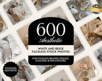 White and Beige Aesthetic Stock Photos | Instagram Stories Posts for Female Coaches, Influencers, Faceless Brands | Neutral Lifestyle Bundle