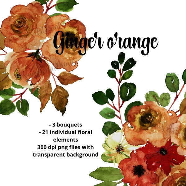 Burnt Orange red flower clipart Boho clipart Fall clipart Flower Bouquet png Floral background DIY bouquet Roses clipart Commercial use png