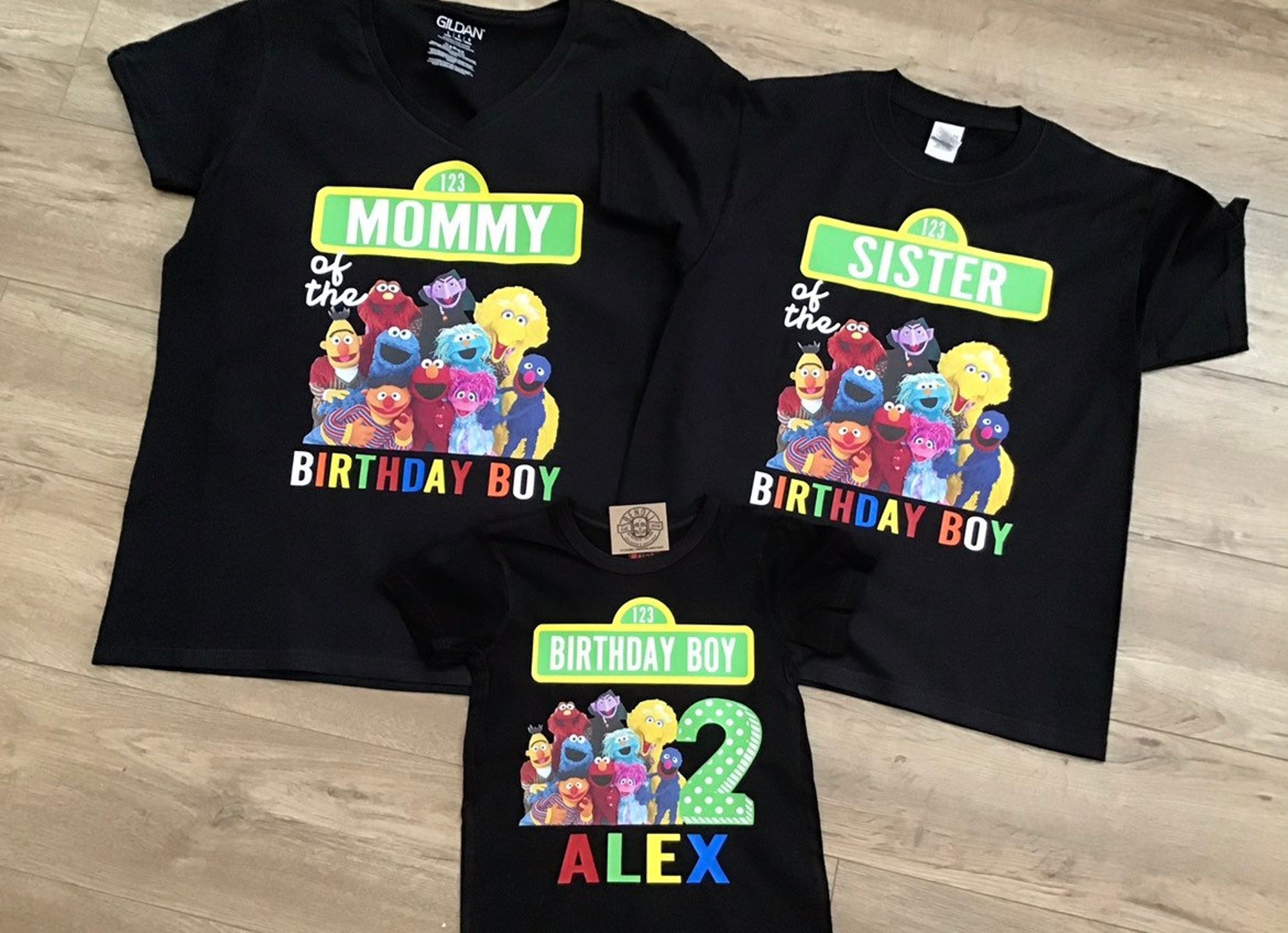 Sesame Street birthday t-shirt - customize for any name! Get matching shirts for the whole family