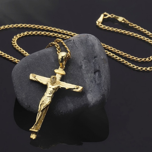 18K Solid Gold Byzantine Patterned Cross Pendant Unisex 14K Etsy