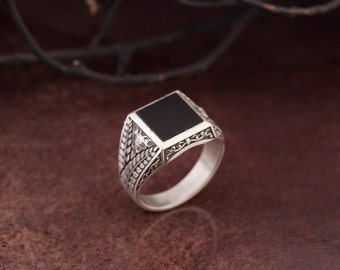 Mens Black Onyx Ring Etsy