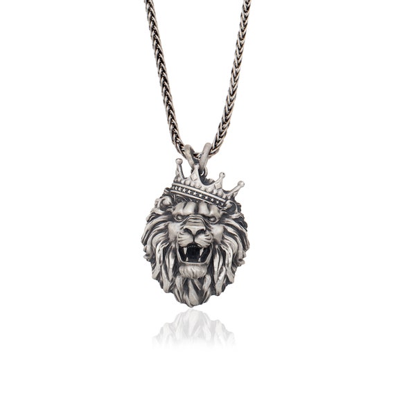 Sterling Silver Lion King Necklace, Unisex Animal Jewelry