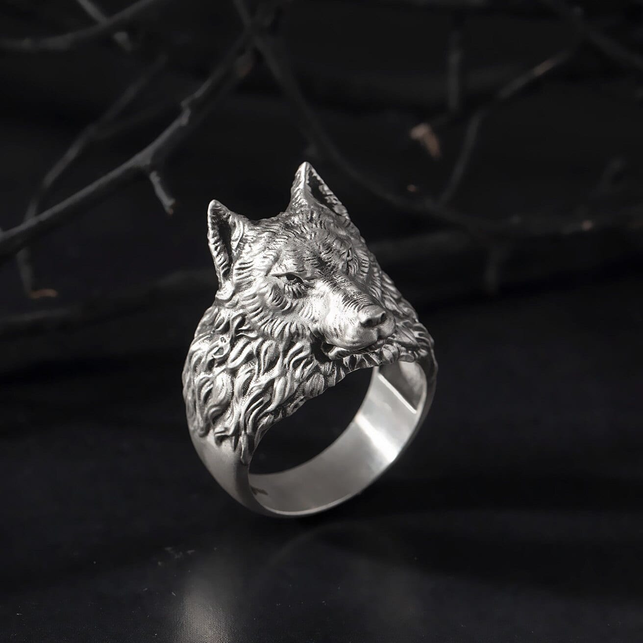 PAMTIER Mens Stainless Steel Vintage Biker Wolf Head Ring Silver Gold 