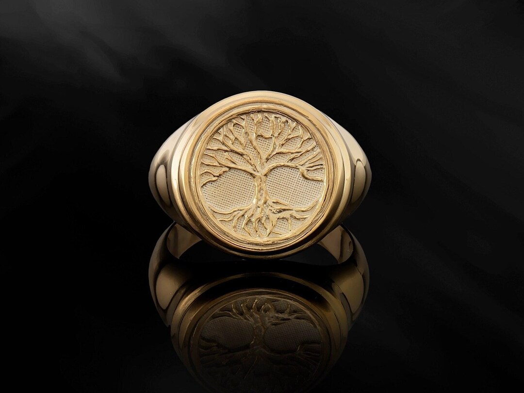 18K Gold Tree of Life Ring, 14K Gold Family Tree Statement Rings for ...