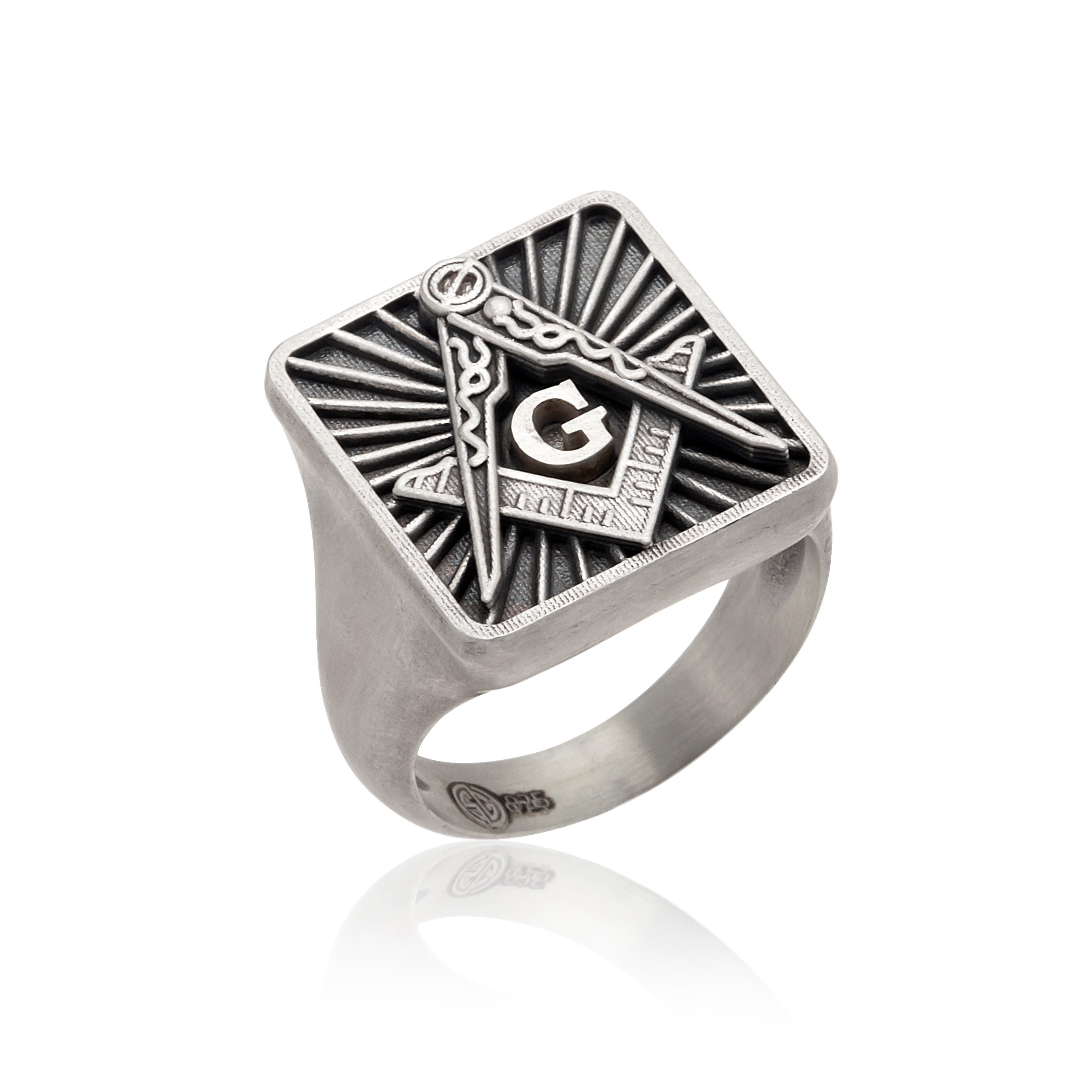 Master Mason Compass Rings, Oxidized Silver Masonic Ring, Freemason Rings, Personalized Gifts For Masonic Man, Birthday Gift For Father's