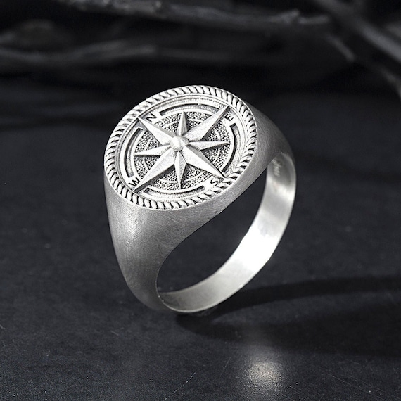 Sterling Silver Compass Rings for Men Nautical Compass Ring Gift for Boyfriends Silver Jewelry for Marines Best Christmas Gift for Men Etsy UK
