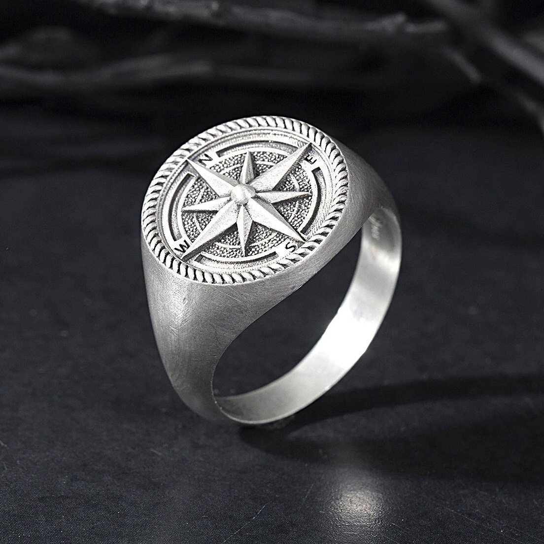 Sterling silver compass best sale ring
