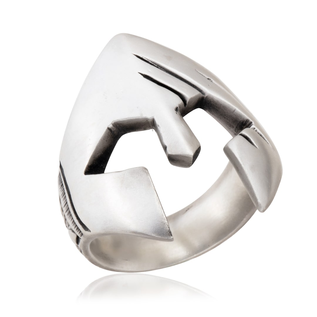 Men's Spartan Warrior Skull Ring - 316L Stainless Steel, Retro