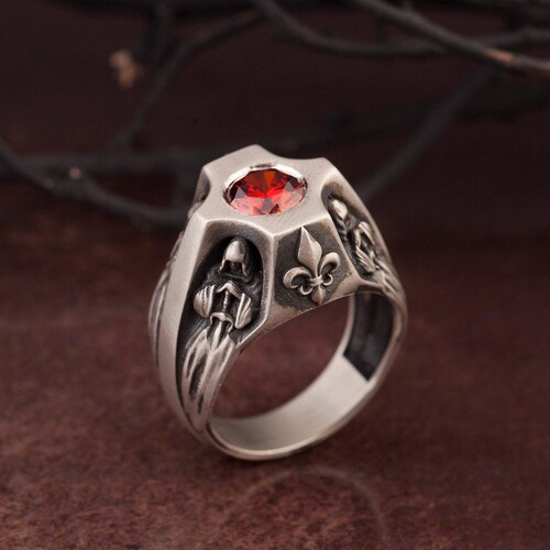 Templar Knight Silver Ring Rings Christian Rings Etsy