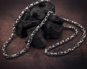 Oxidized Byzantine Chain Necklace, Sterling Silver Jewelry For Men, Unique Chain Necklace, Gifts For Father's, Best Gifts For Father's Day