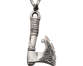 Silver Axe Necklace, Axe Pendant With Chain, Kratos War Axe, Scandinavian Man War Pendant, Viking Axe Pendant, Gift For Fathers Day