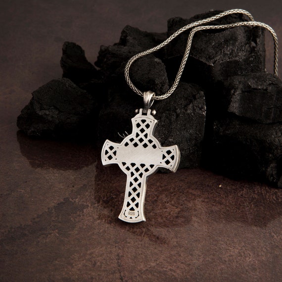 Collana Uomo Con Croce Collana Uomo Con Ciondolo Croce Crocifisso In Argento Placcato - Stile Elegante E Significativo Accessorio Fede Cristiana In Argento - Foto 7