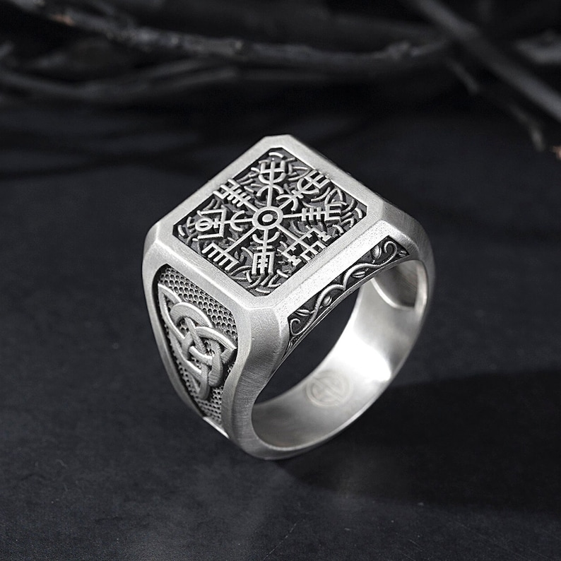 Men's Silver Compass Rings Viking Compass Ring Vegvisir Etsy