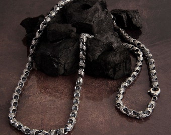 Byzantine Silver Chain Necklace, Oxidized Sterling Silver Chain For Men, Men&#39;s Jewelry, Best Gift For Fathers, Birthday Gift For Father&#39;s