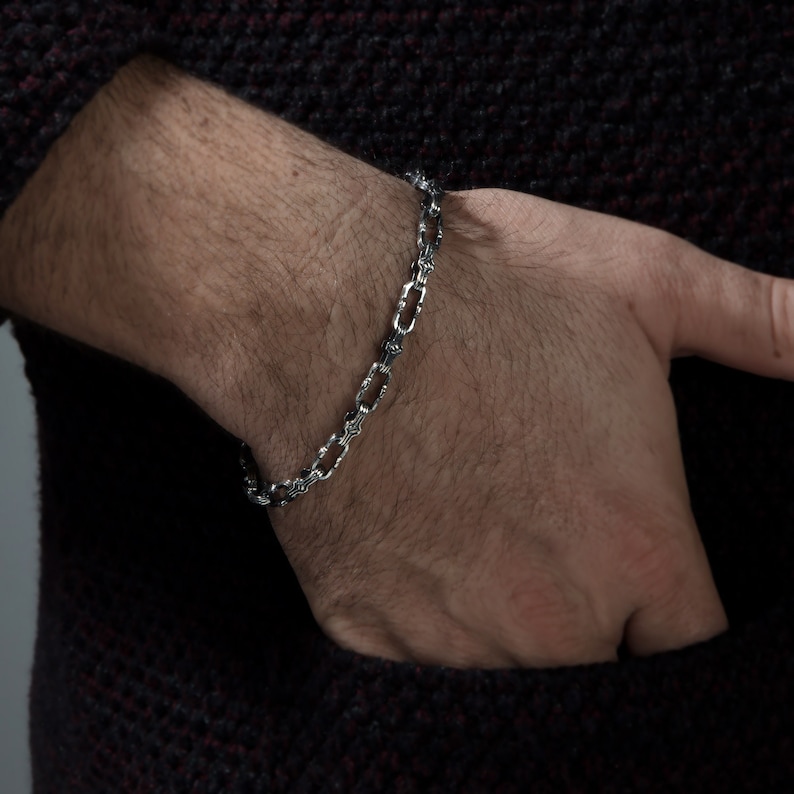 925 Solid Silver Chunky Chains Engraved Chains Handmade Etsy