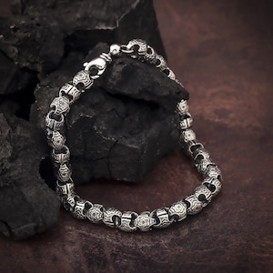 Men&#39;s Chain Bracelets, Byzantine Silver Chains, Unique Bracelets For Men, Sterling Silver Chain Gift For Men, Birthday Gift For Father&#39;s