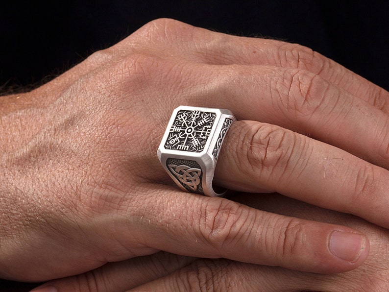 Men's Silver Compass Rings Viking Compass Ring Vegvisir Etsy