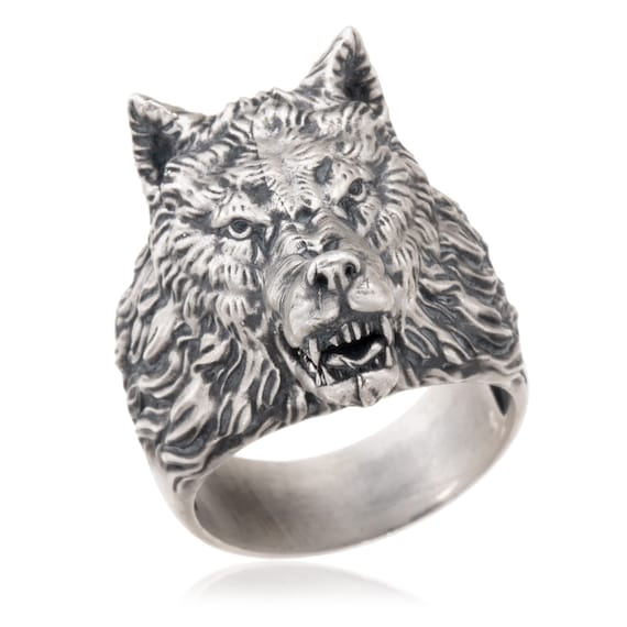 Silver wolf sale rings for mens
