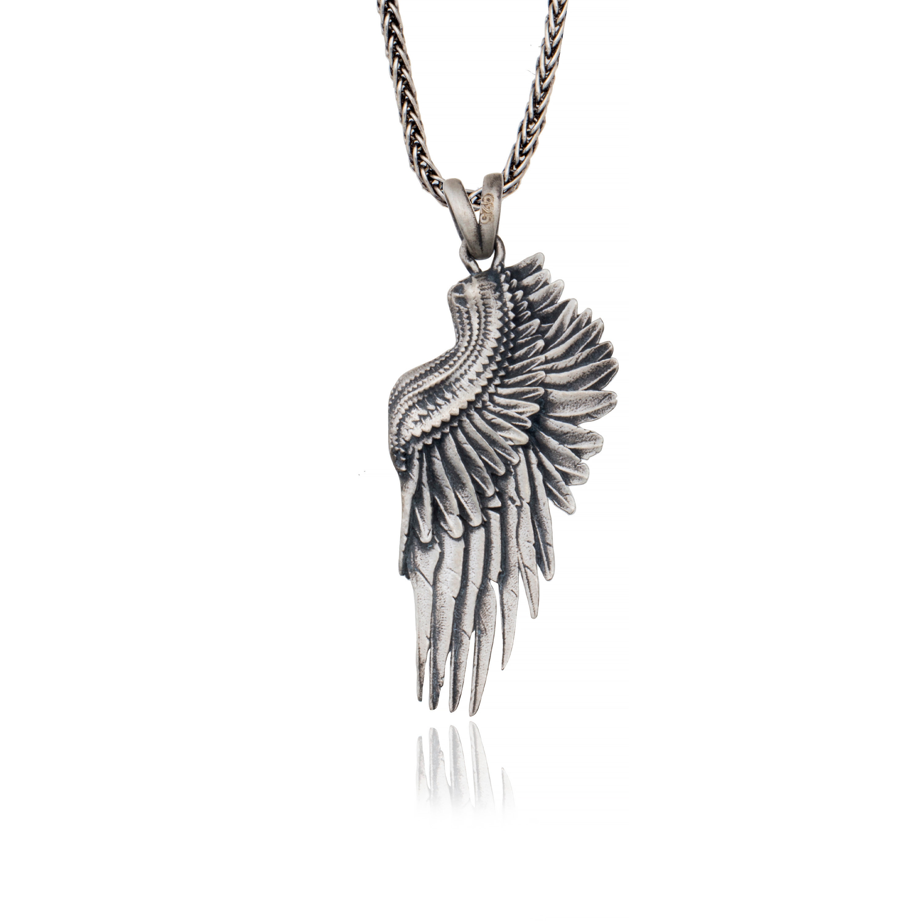 Buy Mens Wing Necklace Sterling Silver Angel Wing Pendant, engraving Not  Included. Remembrance Gift. Mens Thick Chain Recommended. Online in India -  Etsy