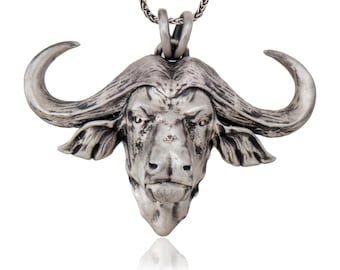 Solid Silver Buffalo Man Pendants, American Buffalo Necklace, Oxidized Buffalo Head Pendant, Gift For Fathers, Gift For Fathers Day
