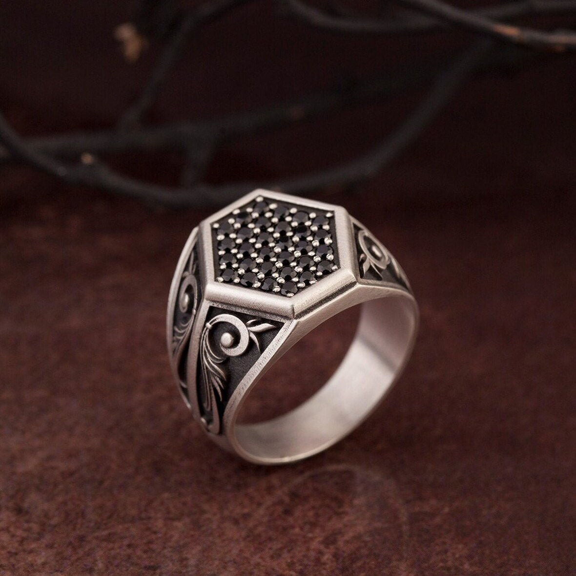 Bague homme diamant noir chevali re en argent massif bague de