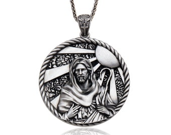 Solid Silver Jesus Men Pendant, Gift For Men's, Jesus Christ Necklace, Religious Jewelry, Catholic Necklace,