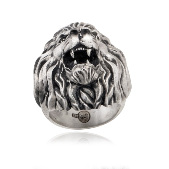 Silver Lion Men Ring, African Lion Ring, Statement Rings, Animal Signet Rings, Gift For Men, Gift for Fathers, Birthday Gift For Father's