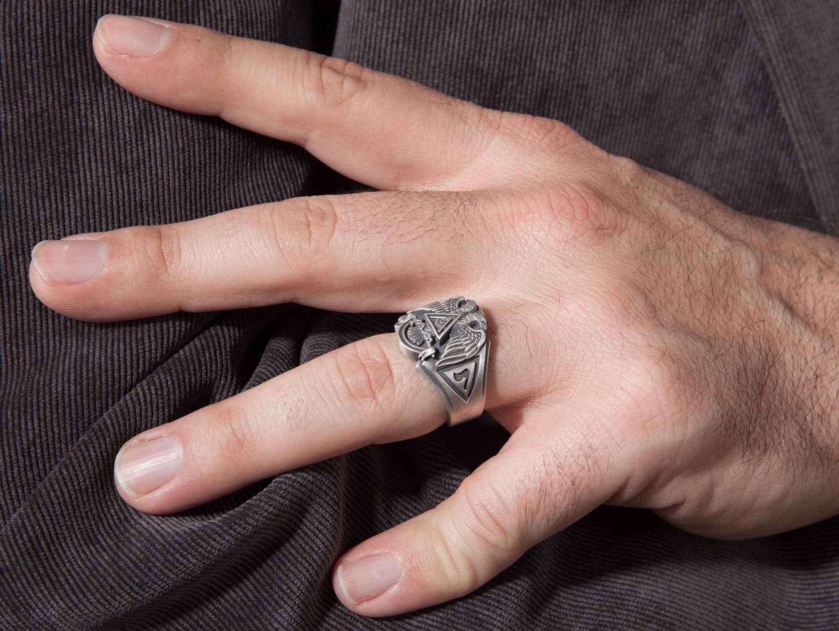 Sterling Silver Statement Masons Ring Double Headed Masonic Etsy