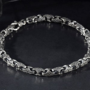 Gegraveerde handgemaakte kettingarmband, sterlingzilveren herenkettingarmbanden, cadeau voor vaders, zilveren herensieraden, cadeau voor vaderdag