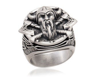 Viking Odinring i sterlingsilver, nordisk krigaresmycke, gåva till fars dag