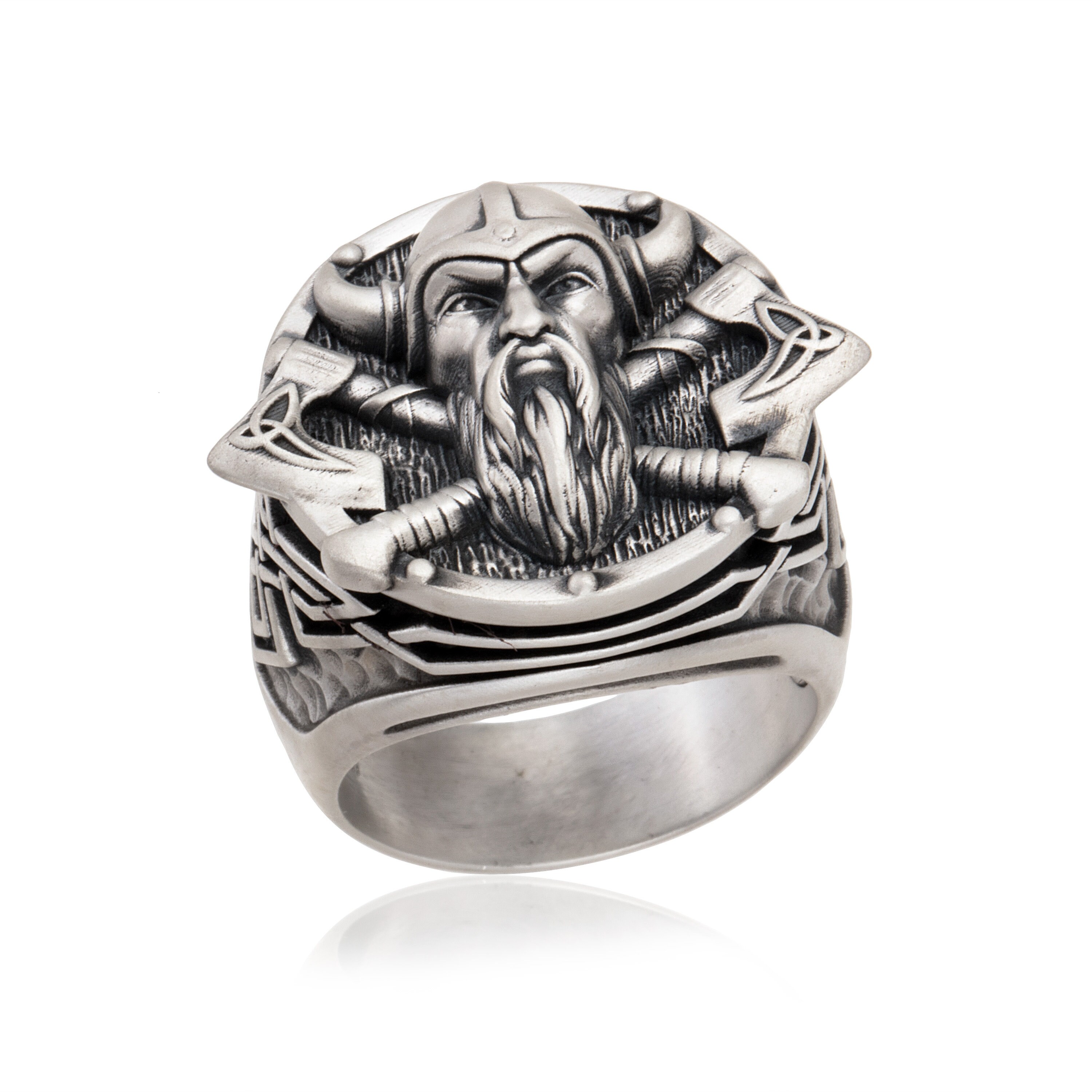 Viking Odin Ring For Men - Sterling Silver 925, Handmade Norse Mythology Jewelry
