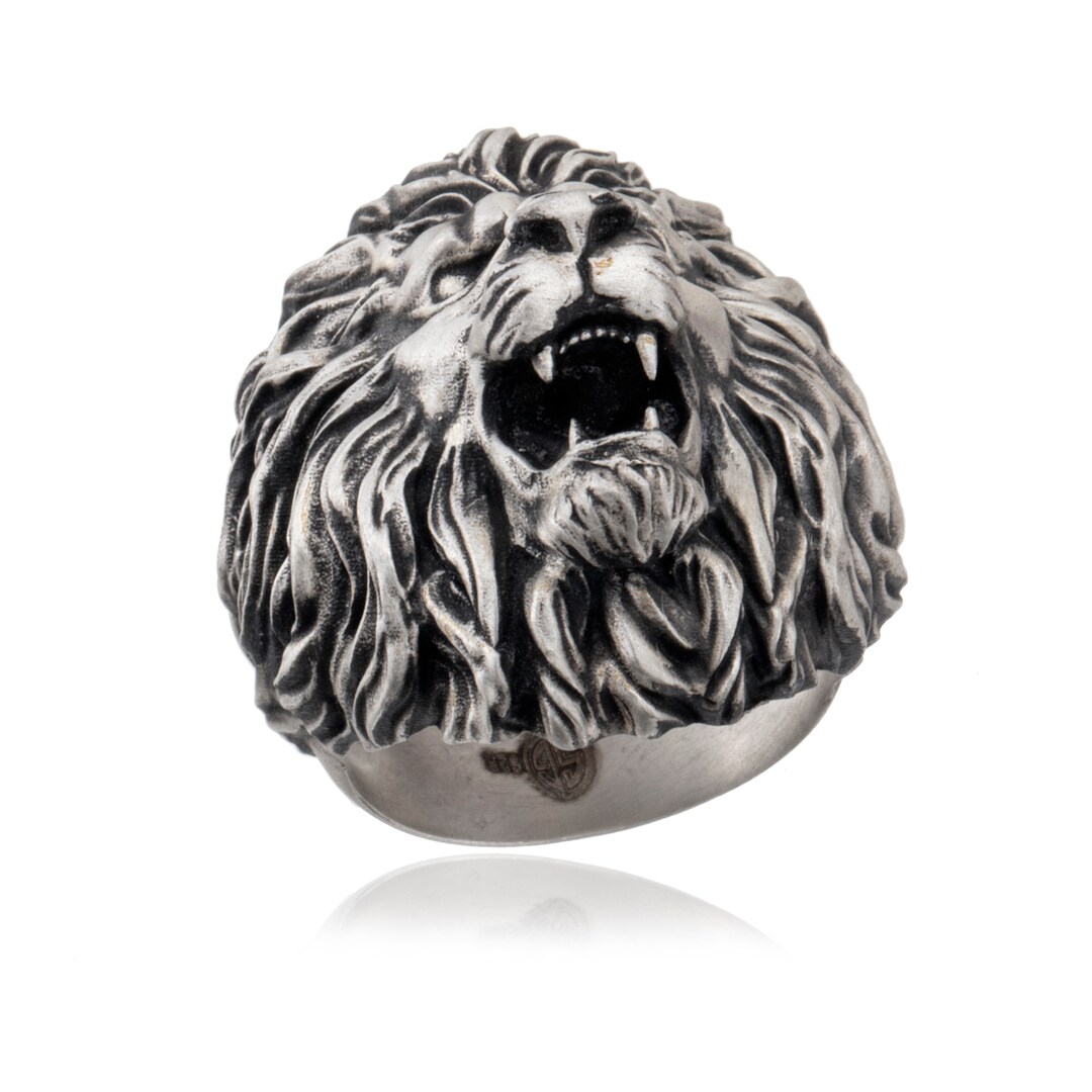 Silver Lion Rings, African Wild Lion Ring, Statement Rings for Men ...
