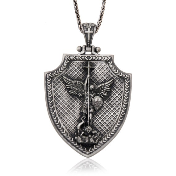 Antique Finish Sterling Silver Thorn Frame Saint Michael Necklace – Divine  Box