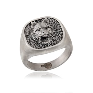 Sterling Silver Wolf Rings, Alpha Wolf Ring For Men, Animal Statement Rings, Signet Ring, Gift for Boyfriends, Birthday Gift For Father&#39;s