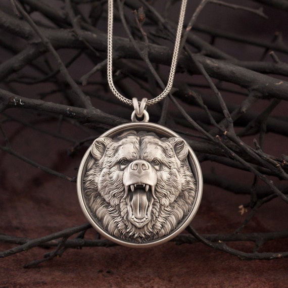 Sterling Silver Bear Pendant, Animal Pendants, Bear Medallion, Bear Head  Necklaces, Jewelry for Gift for Men, Best Gifts for Father\'s Day - Etsy