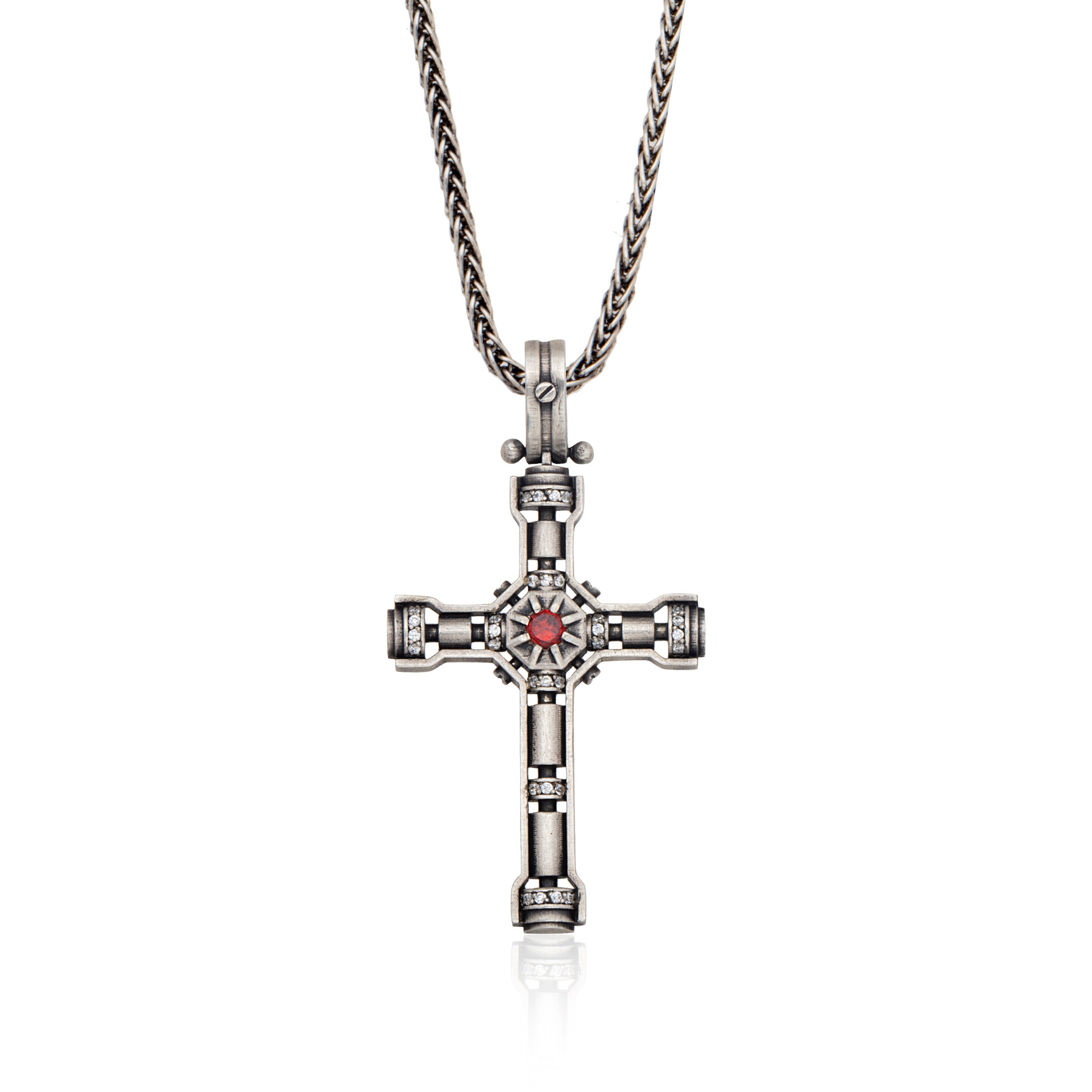 Sterling Silver Crucifix Necklace, Zircon Accent, Religious Jewelry - Etsy