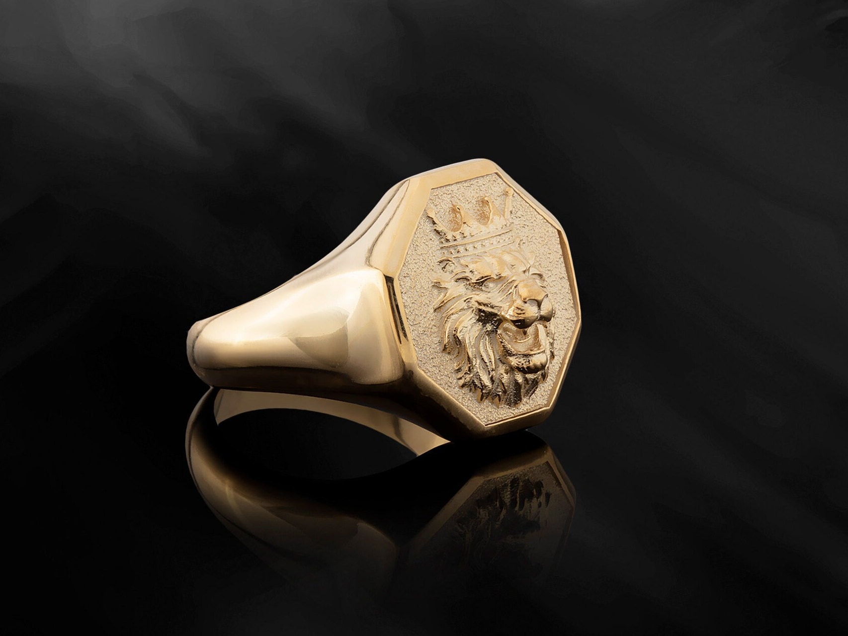 There Is No Mountain Too Great Ring - Lion King Head Design In 10K Real Gold Or Platinum, Unisex