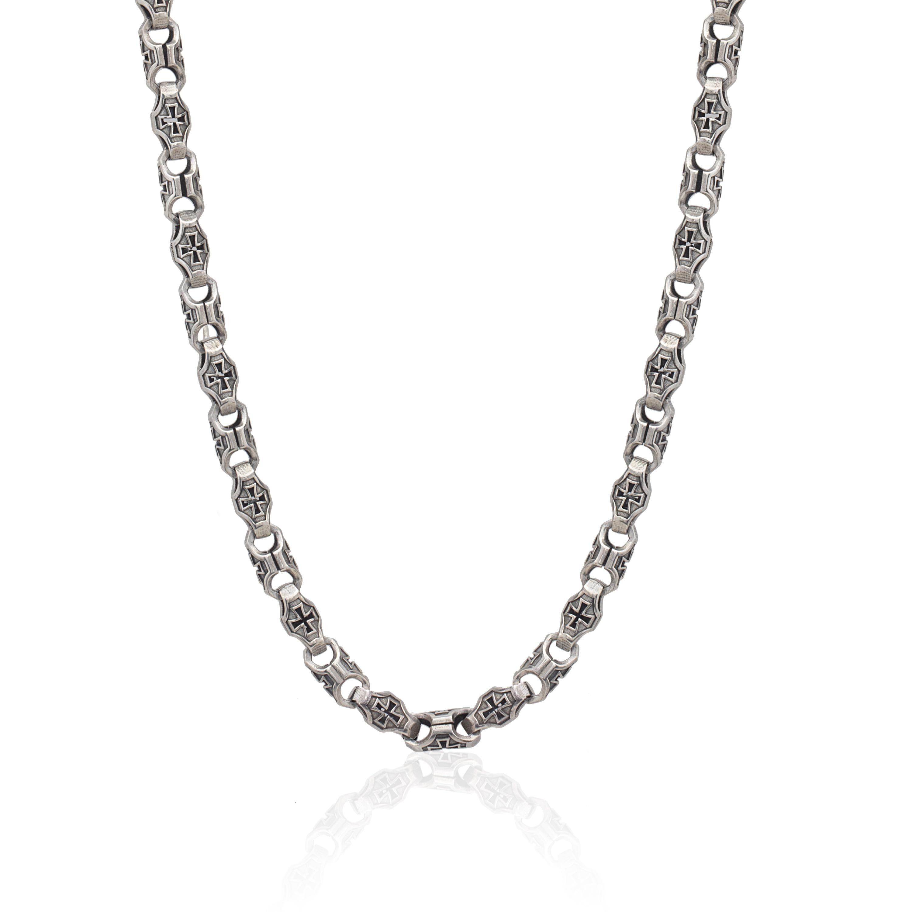 Cross Pattern Chain Necklaces, Oxidized Silver Link Chain Necklace, Cross Necklace For Men, Best Gifts For Men, Birthday Gift For Father's