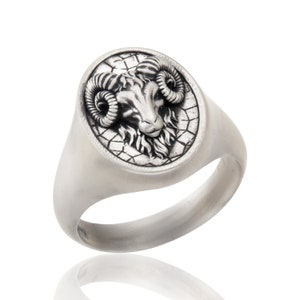 Sterling Silver Ram Rings, Animal Statement Rings For Men, Aries Ram Zodiac Ring For Men, Gift For Boyfriends, Birthday Gift For Father&#39;s