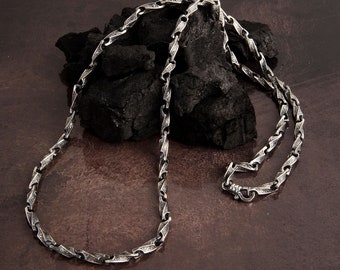 Silver Byzantine Chains, Silver Handmade Chain Necklace, Unique Silver Necklaces, 925 Silver Men Gift Chains, Birthday Gift For Father&#39;s