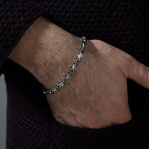 Silver Byzantine Chain, Handmade Engraved Chain Bracelets, Unique ...