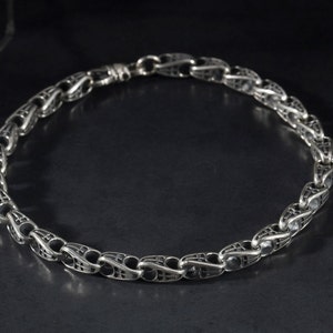 Kruisgegraveerde kettingarmband, 925 zilveren kruisbeeldkettingarmbanden, cadeau voor vaders, religieuze sieraden voor heren, uniek cadeau voor Vaderdag