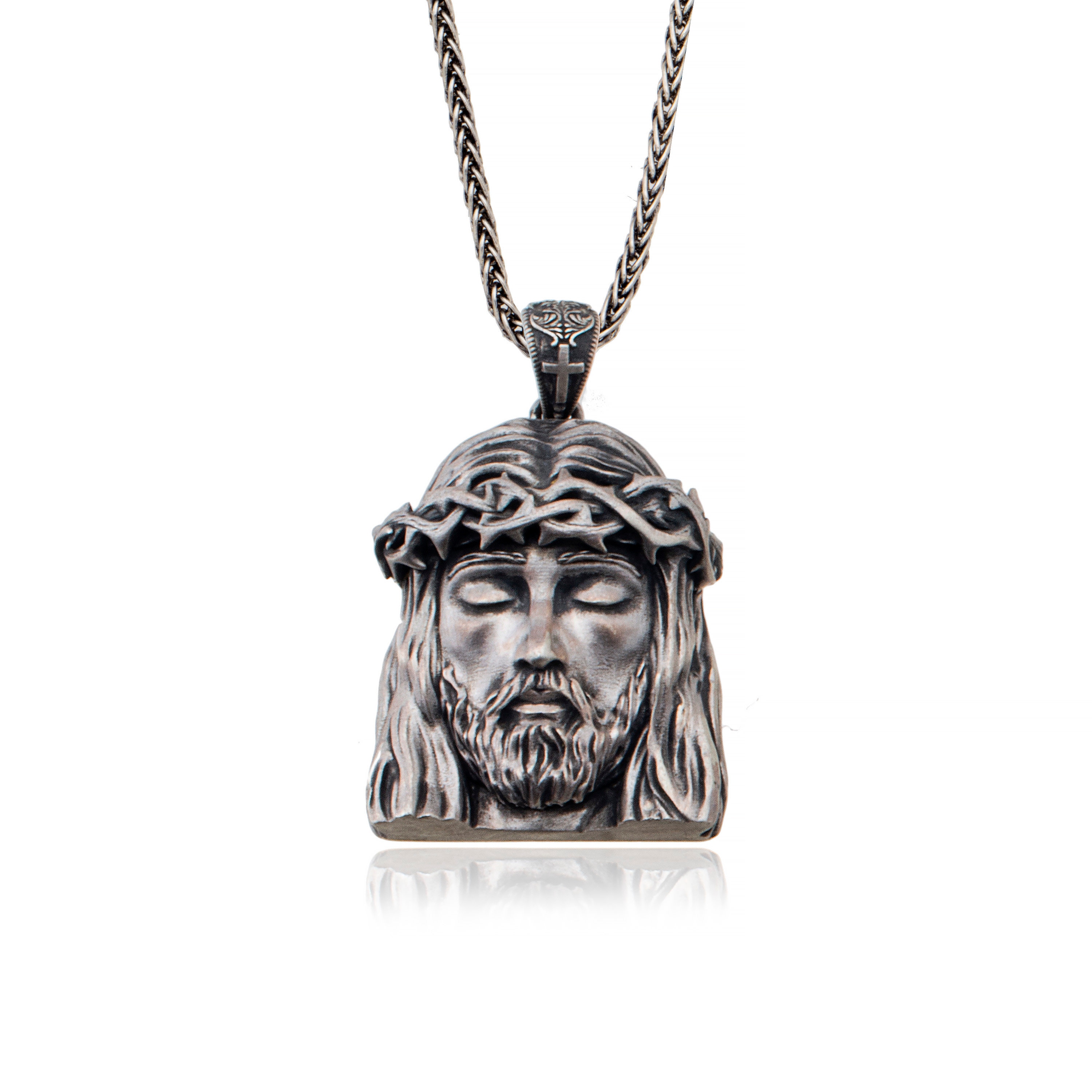 Collar Cruz Corona Espinas Jesús Acero Inoxidable - Unisex, Joyería Católica, Diseño Elegante